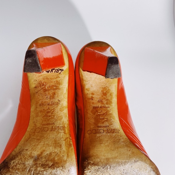 Authentic Red Orange Jimmy Choo Heels size 39. - Picture 6 of 9